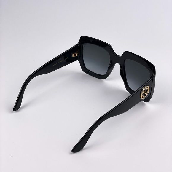 Gucci GG0053SN 001 Sunglasses Black Oversized Square Black Gray Unisex